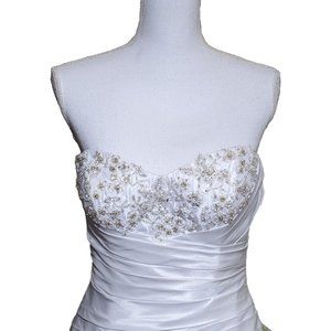 Satin & Taffeta Silver Beaded Mermaid Wedding Dress w/ Corset Back NWT